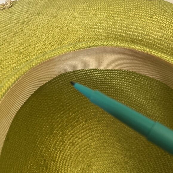 Mr John Vintage Hat 1980s style wide brim green gold white trim Flawed stained main image 12